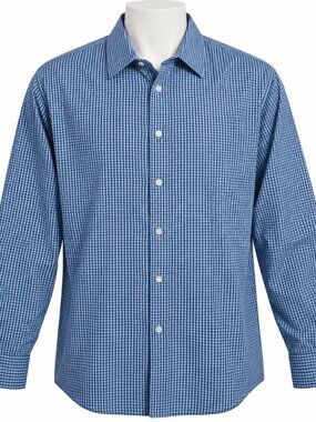 COVINGTON MENS BLUE WHITE GINGHAM CHECK LONG SLEEVE BUTTON DOWN SHIRT -2XL